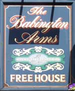 The pub sign. The Babington Arms, Derby, Derbyshire