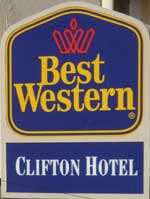 The pub sign. The Clifton Hotel, Folkestone, Kent