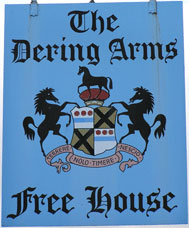 The pub sign. The Dering Arms, Pluckley, Kent