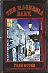 The pub sign. The Magnesia Bank, North Shields, Tyne and Wear
