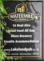 The pub sign. Watermill Inn, Ings (Nr. Staveley), Cumbria