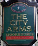 The pub sign. The City Arms, Manchester, Greater Manchester