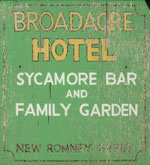 The pub sign. Broadacre Hotel, New Romney, Kent