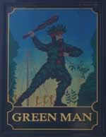 The pub sign. The Green Man, Soho, Central London