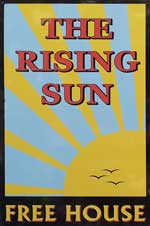 The pub sign. The Rising Sun, Kingsdown, Kent