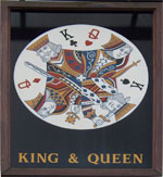 The pub sign. King & Queen, East Malling, Kent
