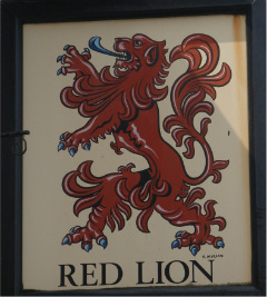 The pub sign. Red Lion, Swanage, Dorset