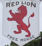 The pub sign. Red Lion, Badlesmere, Kent