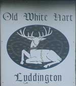 The pub sign. Old White Hart, Lyddington, Rutland