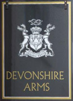 The pub sign. Devonshire Arms, Cambridge, Cambridgeshire