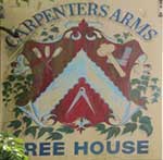 The pub sign. Carpenters Arms, Coldred, Kent