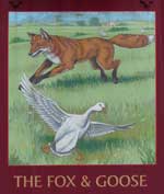 The pub sign. The Fox & Goose, Weavering Street, Kent