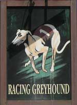 The pub sign. The Racing Greyhound, Ramsgate, Kent