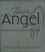 The pub sign. The Angel, Addington, Kent