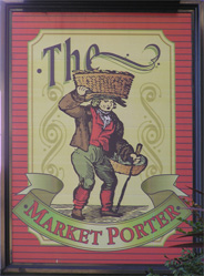 The pub sign. The Market Porter, Southwark, Central London