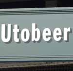 The pub sign. Utobeer, Southwark, Central London