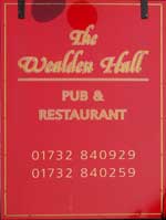 The pub sign. The Wealden Hall, Larkfield, Kent