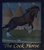 The pub sign. The Cock Horse, Detling, Kent