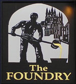 The pub sign. The Foundry Brew Pub, Canterbury, Kent