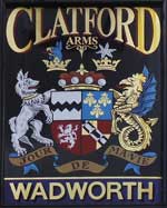 The pub sign. Clatford Arms, Clatford, Hampshire