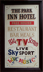 The pub sign. The Park Inn Hotel, Folkestone, Kent