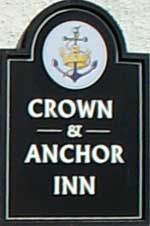 The pub sign. Crown & Anchor Inn, Holy Island, Northumberland
