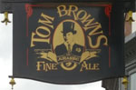 The pub sign. Tom Browns, Dorchester, Dorset