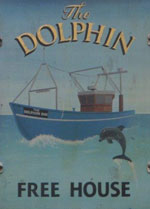 The pub sign. The Dolphin, Hastings, East Sussex