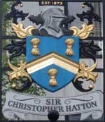 The pub sign. Sir Christopher Hatton, Chancery Lane, Central London