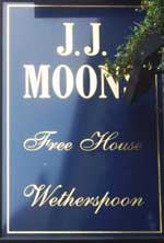 The pub sign. J.J. Moon's, Hornchurch, Greater London