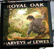 The pub sign. Royal Oak, Borough, Central London