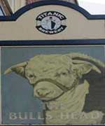 The pub sign. The Bulls Head, Burslem, Staffordshire