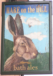 The pub sign. Hare on the Hill, Bristol, Avon