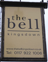 The pub sign. The Bell, Bristol, Avon