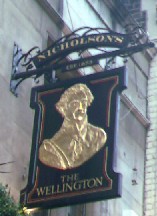 The pub sign. The Wellington, Covent Garden, Central London