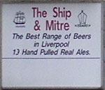 The pub sign. Ship & Mitre, Liverpool, Merseyside
