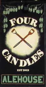 The pub sign. The Four Candles Alehouse, St Peter's, Kent