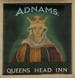The pub sign. Queen's Head Inn, Blyford, Suffolk