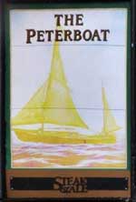 The pub sign. The PeterBoat, Leigh-on-Sea, Essex