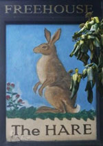 The pub sign. The Hare, Bethnal Green, Greater London