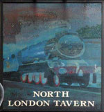 The pub sign. North London Tavern, Kilburn, Greater London