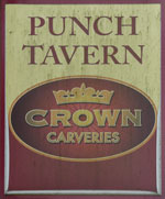 The pub sign. The Punch Tavern, Calcott, Kent