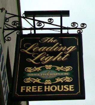 The pub sign. The Leading Light, Faversham, Kent