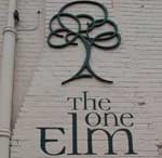 The pub sign. The One Elm, Stratford-upon-Avon, Warwickshire