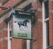 The pub sign. Black Horse, Preston, Lancashire