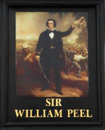 The pub sign. Sir William Peel, Sandy, Bedfordshire