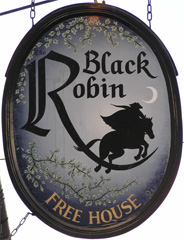 The pub sign. The Black Robin, Kingston, Kent