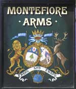 The pub sign. Montefiore Arms, Ramsgate, Kent