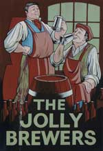 The pub sign. Jolly Brewers, Shouldham Thorpe, Norfolk