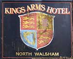 The pub sign. Kings Arms, North Walsham, Norfolk